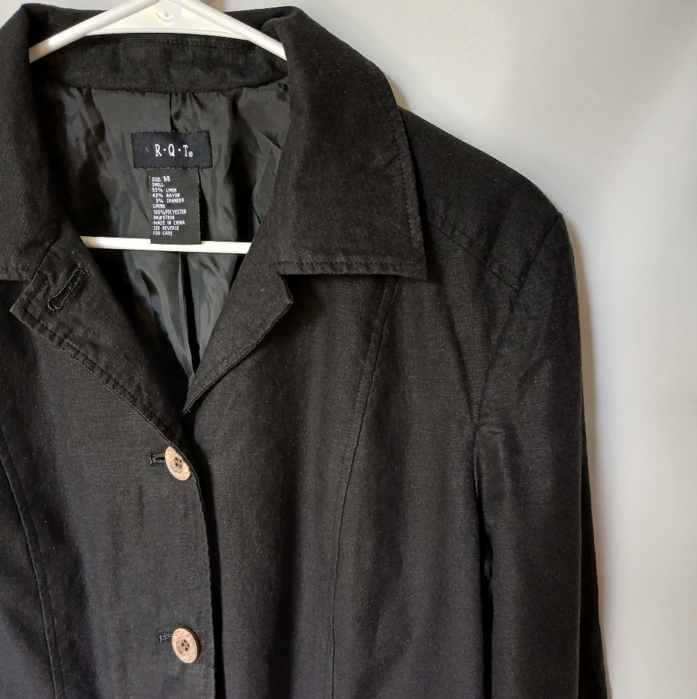 R-Q-T Womens Vintage Blazer Size 14 Color Black - Picture 4 of 8